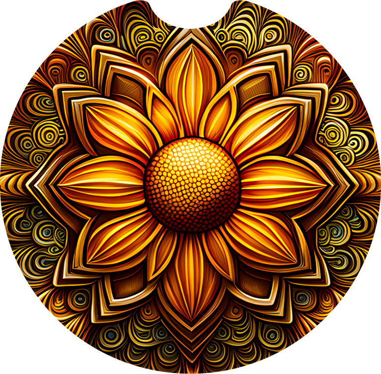 Leather sunflower - Car coaster
