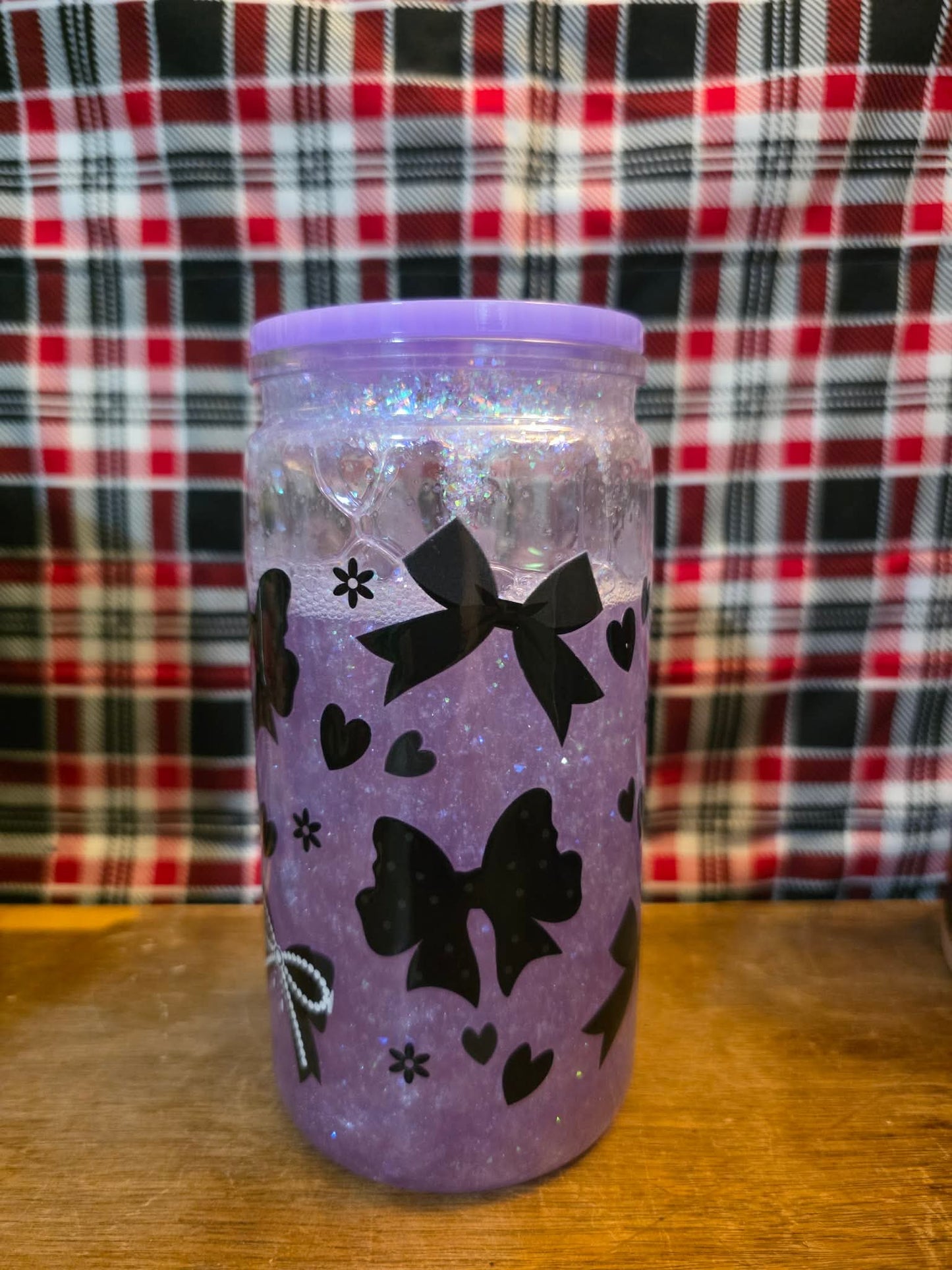 Purple with black bows
