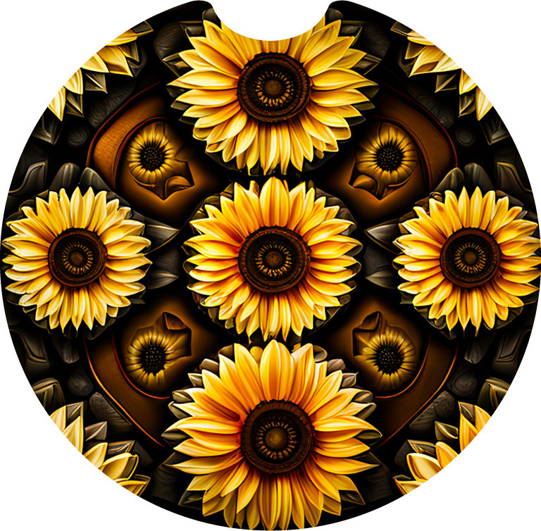 Leather sunflower - Car coaster
