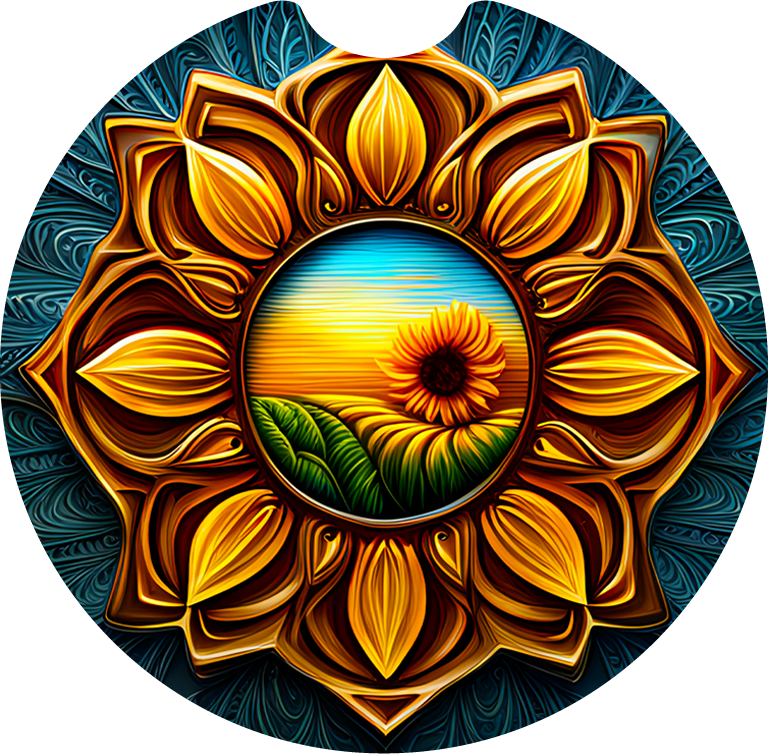 Leather sunflower - Car coaster