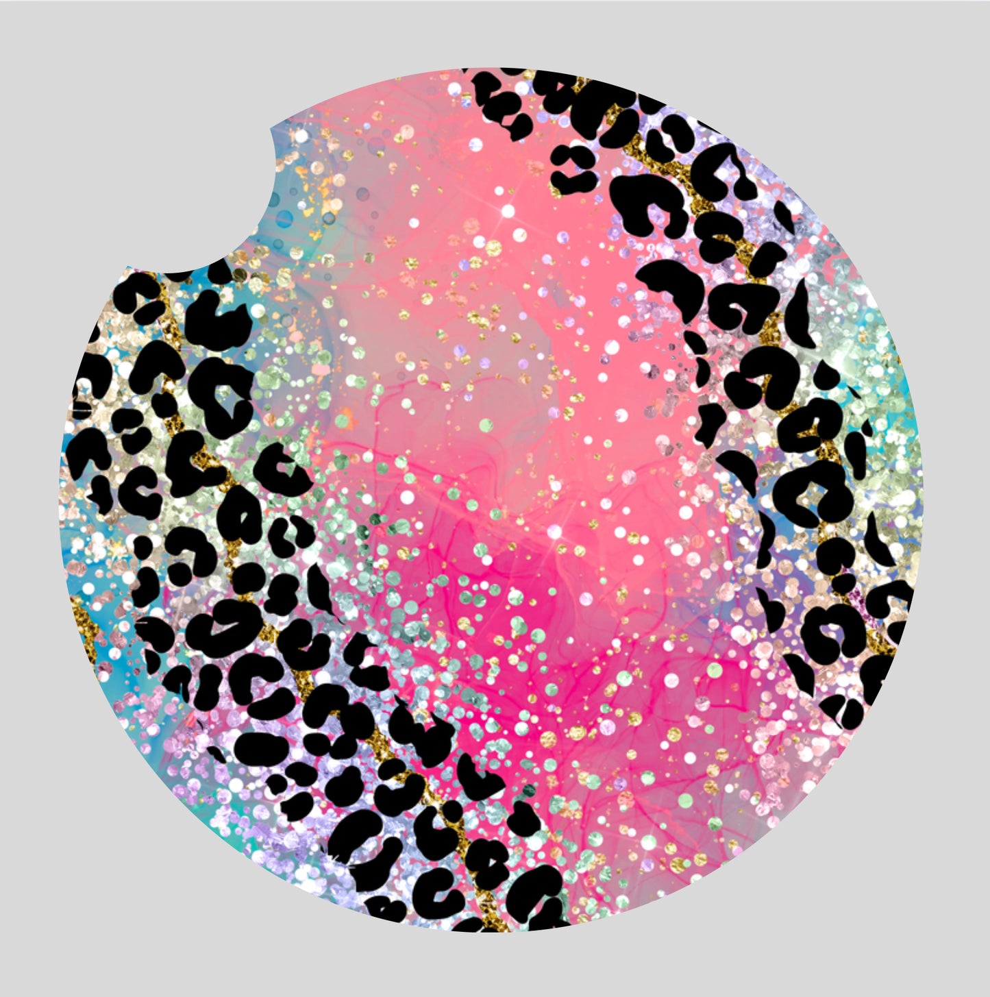 Pink agate leopard - Car coaster