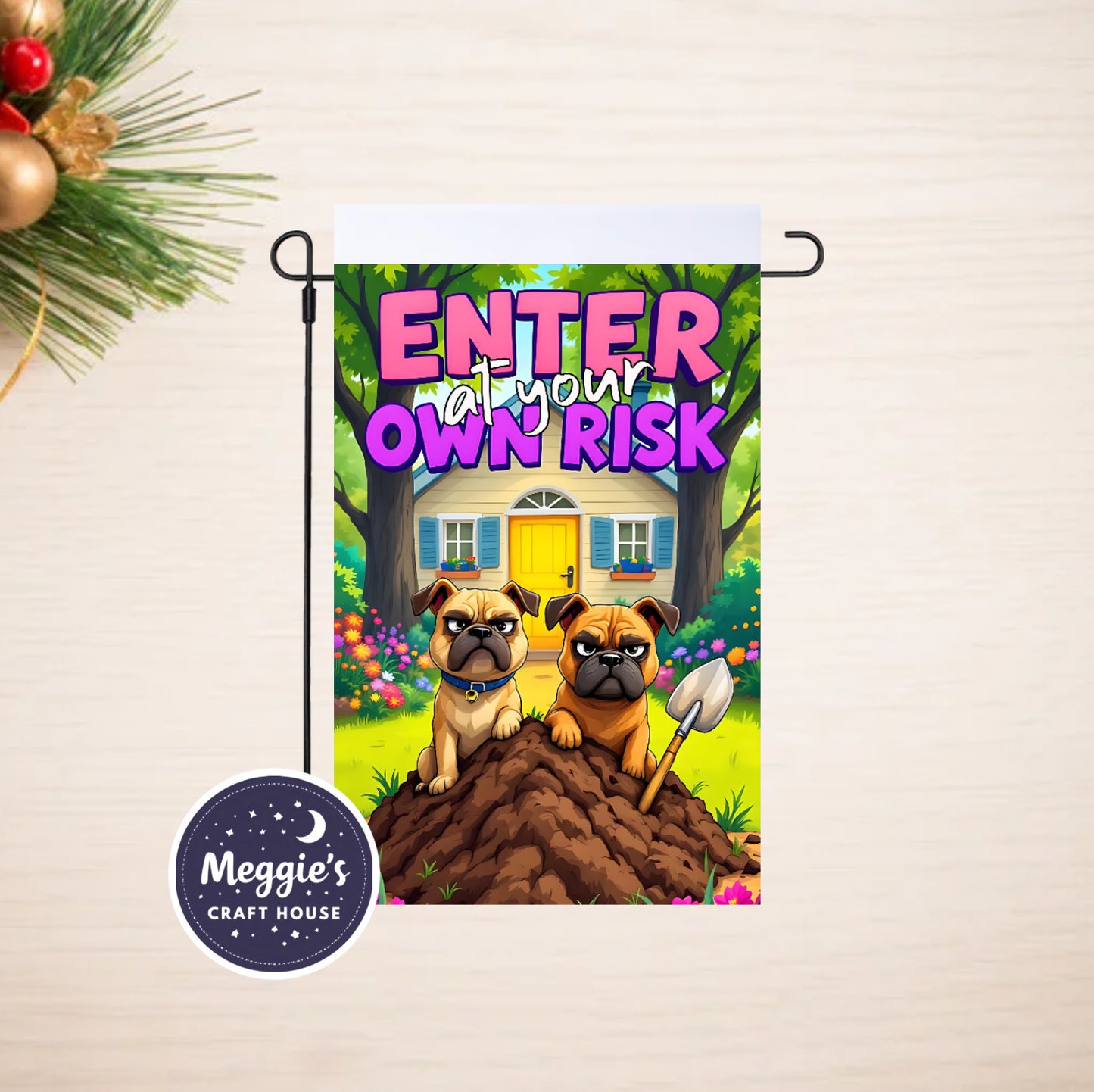 Guard Dogs on Duty Garden Flag