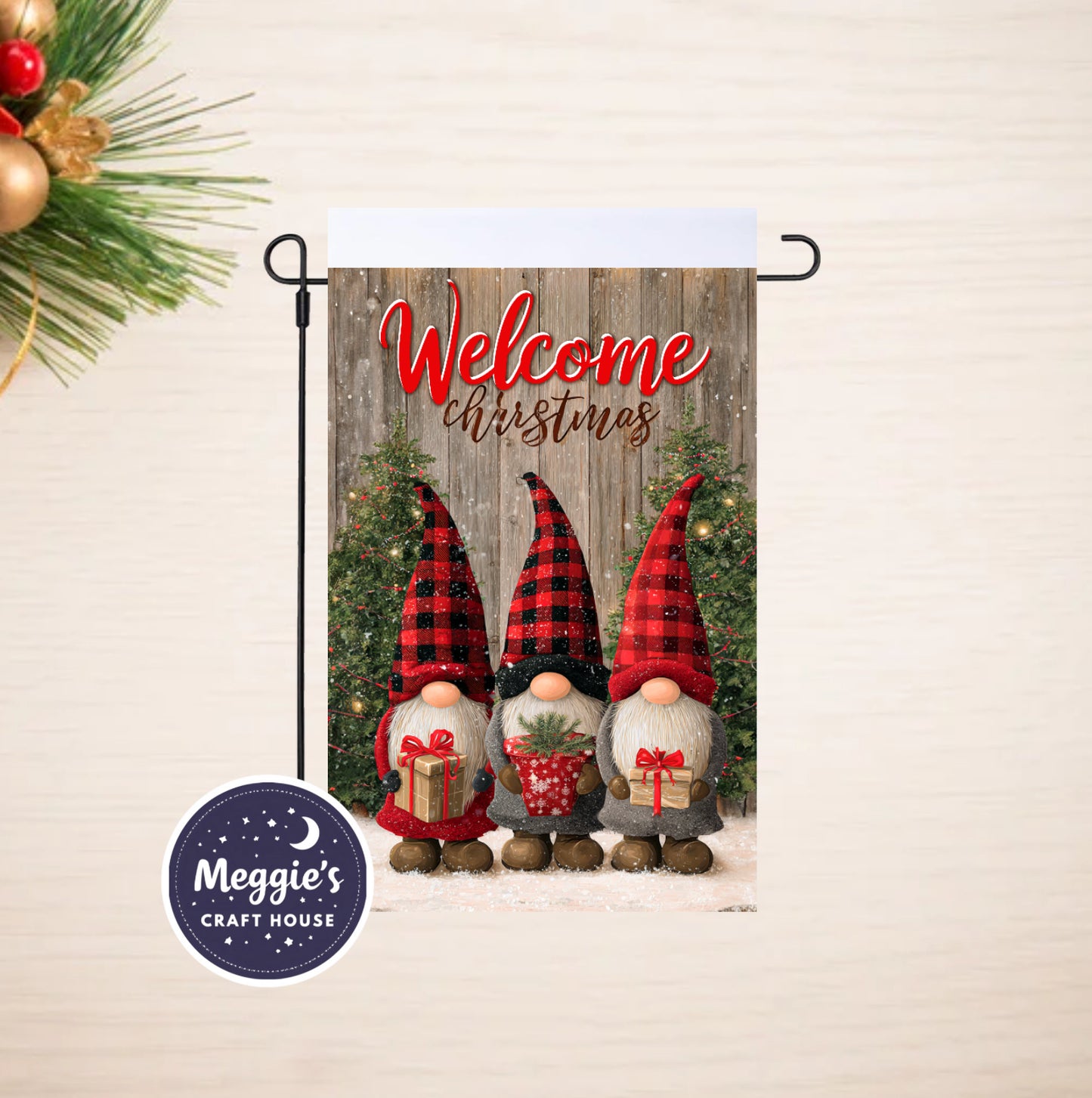 Gnome for the Holidays Garden Flag