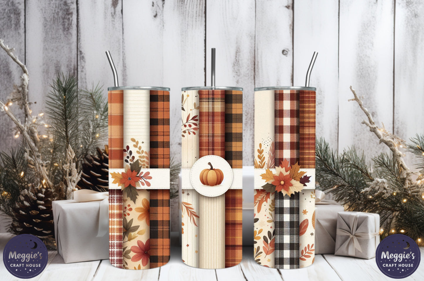 Autumn Ribbon & Rust Tumbler