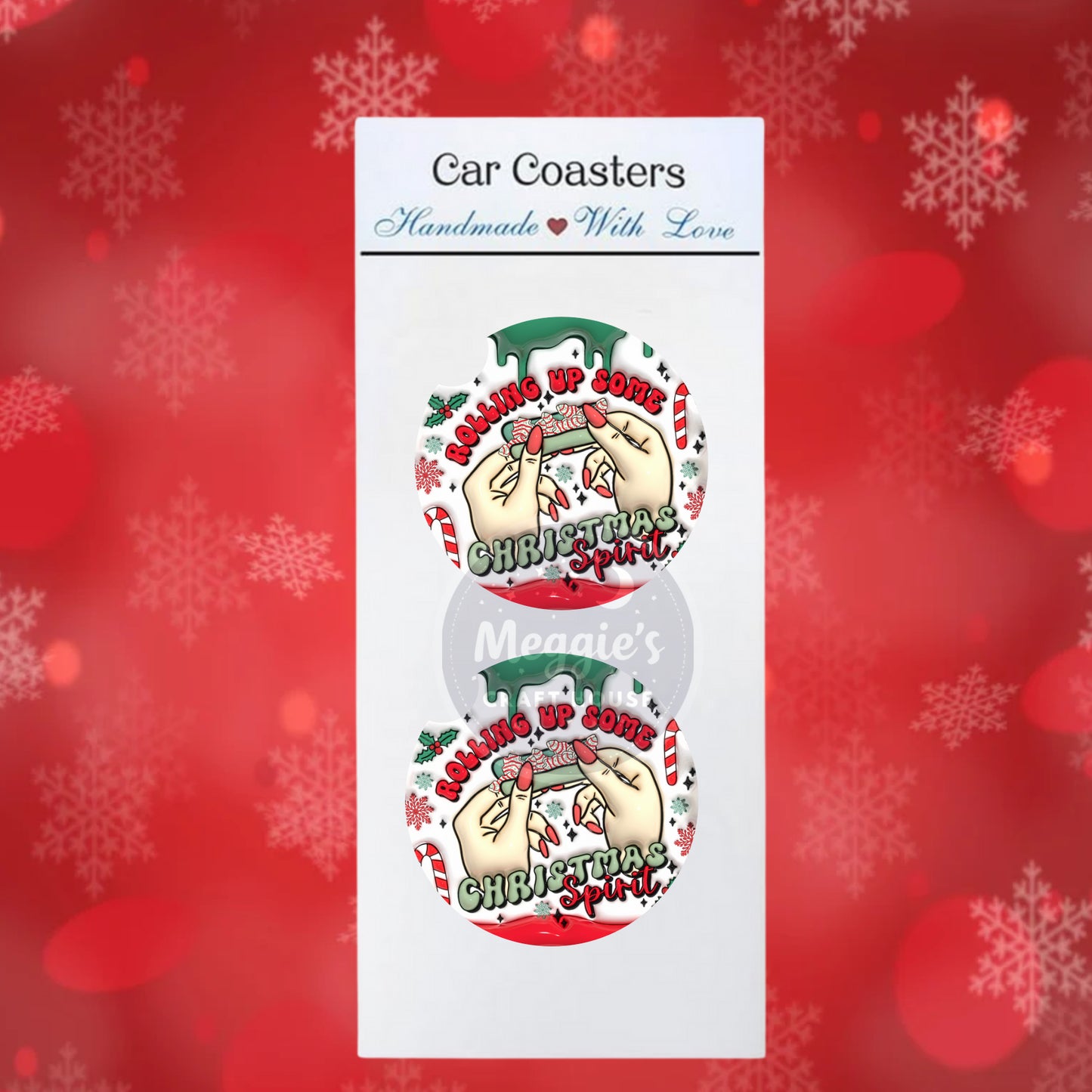 Rolling Up Some Christmas Spirit Car Coasters