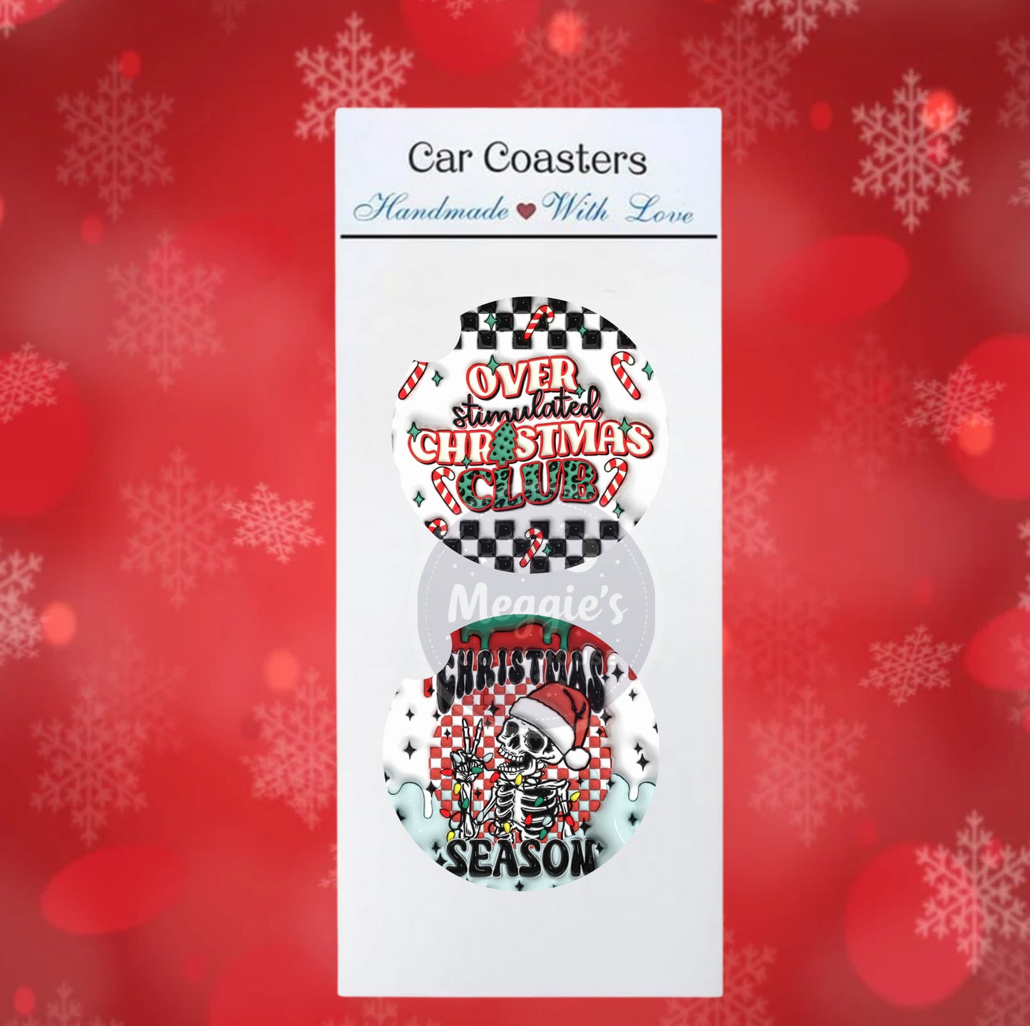 Over Stimulated Christmas Club Car Coasters