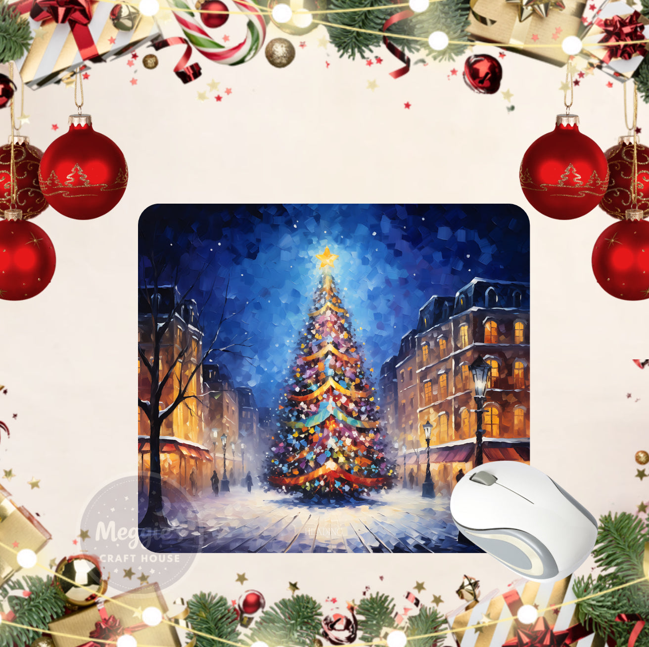 Silent Night Street Mouse Pad