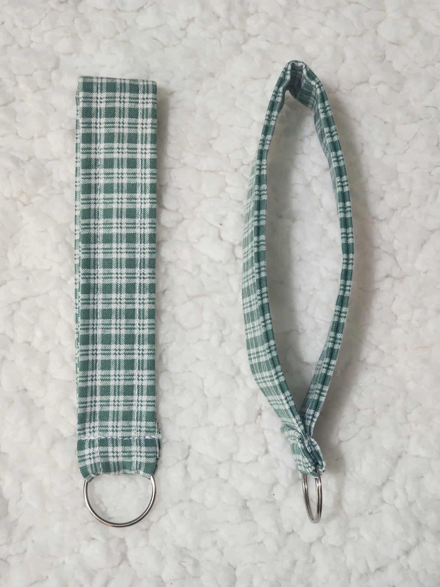 Evergreen Check Wristlet Keychain