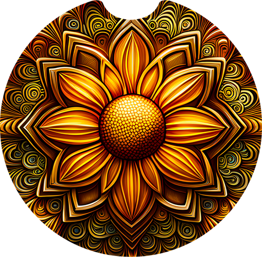 Leather sunflower - Car coaster
