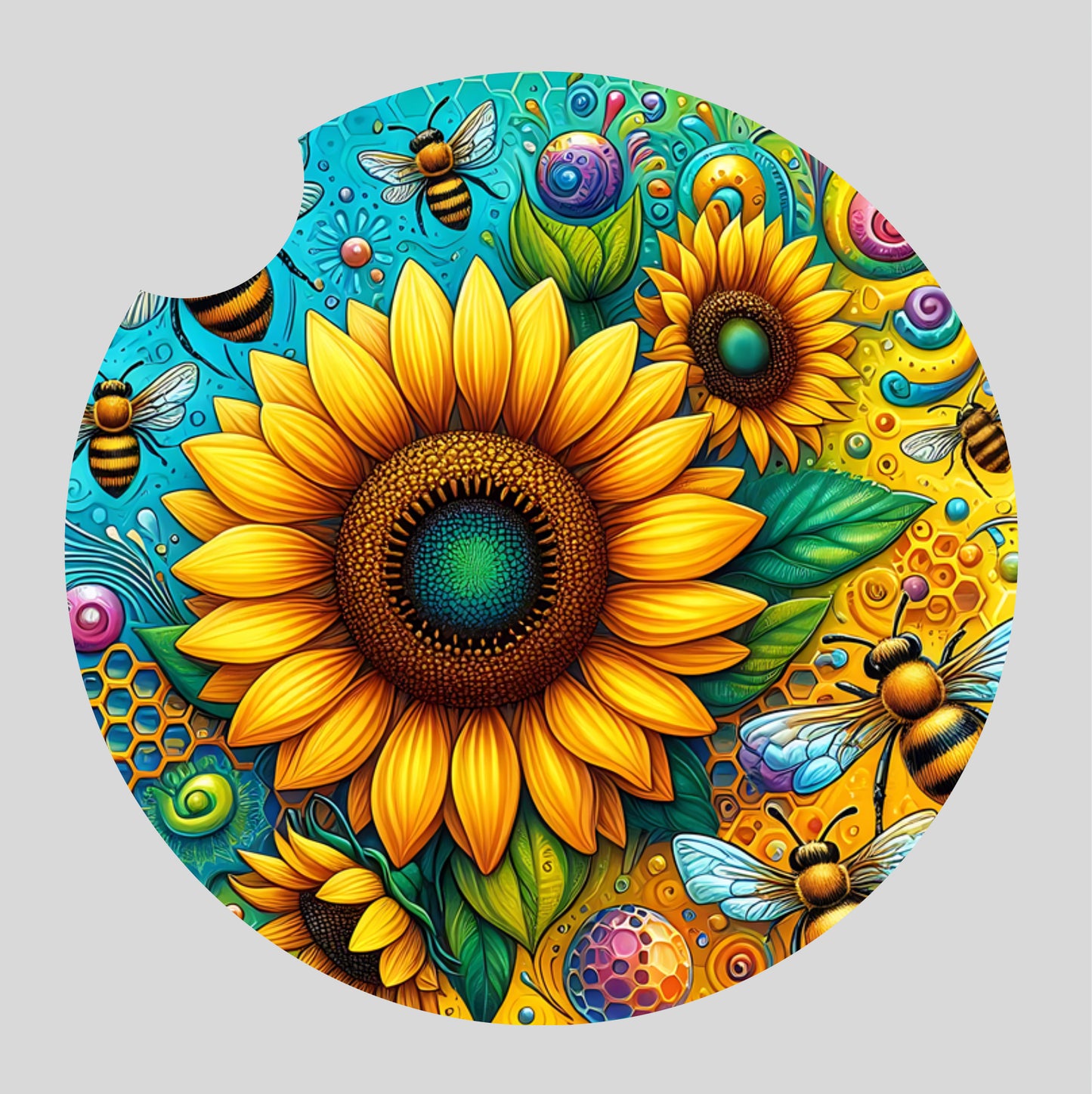 Bee sunflowers - Car coaster