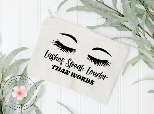 Lashes speak louder than words - makeup bag