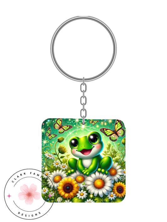 Frog and butterflies - Keychain