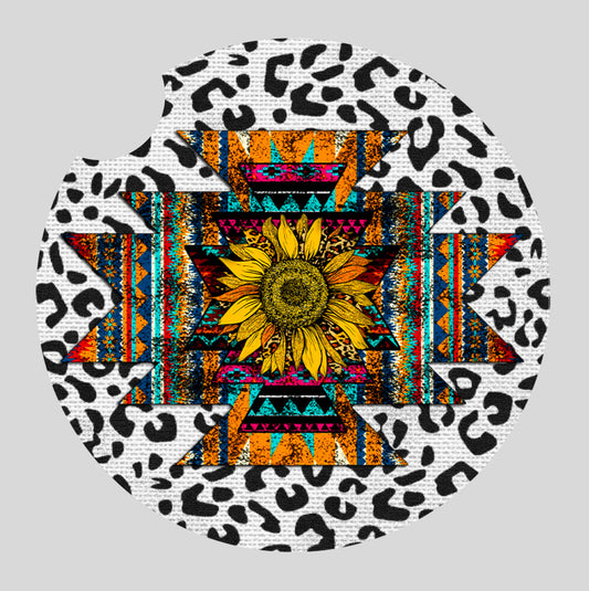 Leopard Sunflower - Car coaster