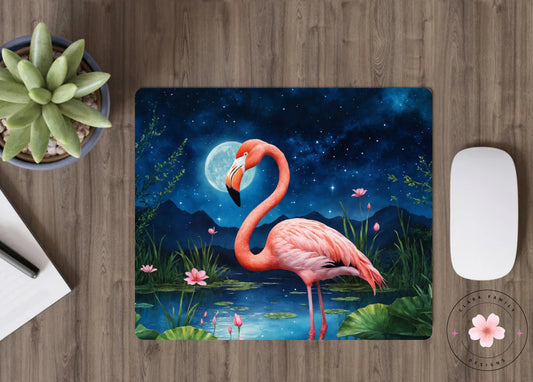 Flamingo at night - Mouse pad