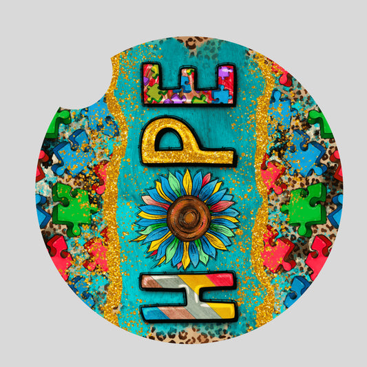 Autism Awareness hope - Car coaster
