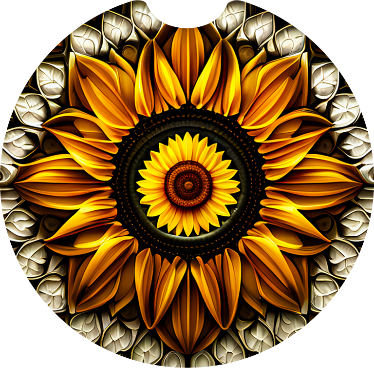 Leather sunflower - Car coaster
