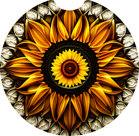 Leather sunflower - Car coaster