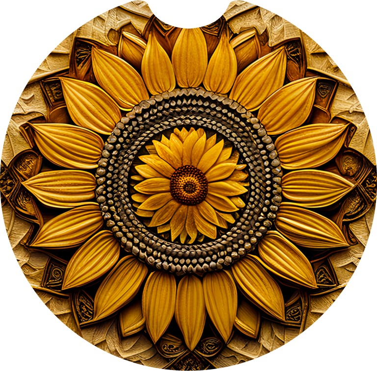 Leather sunflower - Car coaster