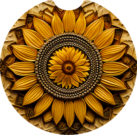 Leather sunflower - Car coaster