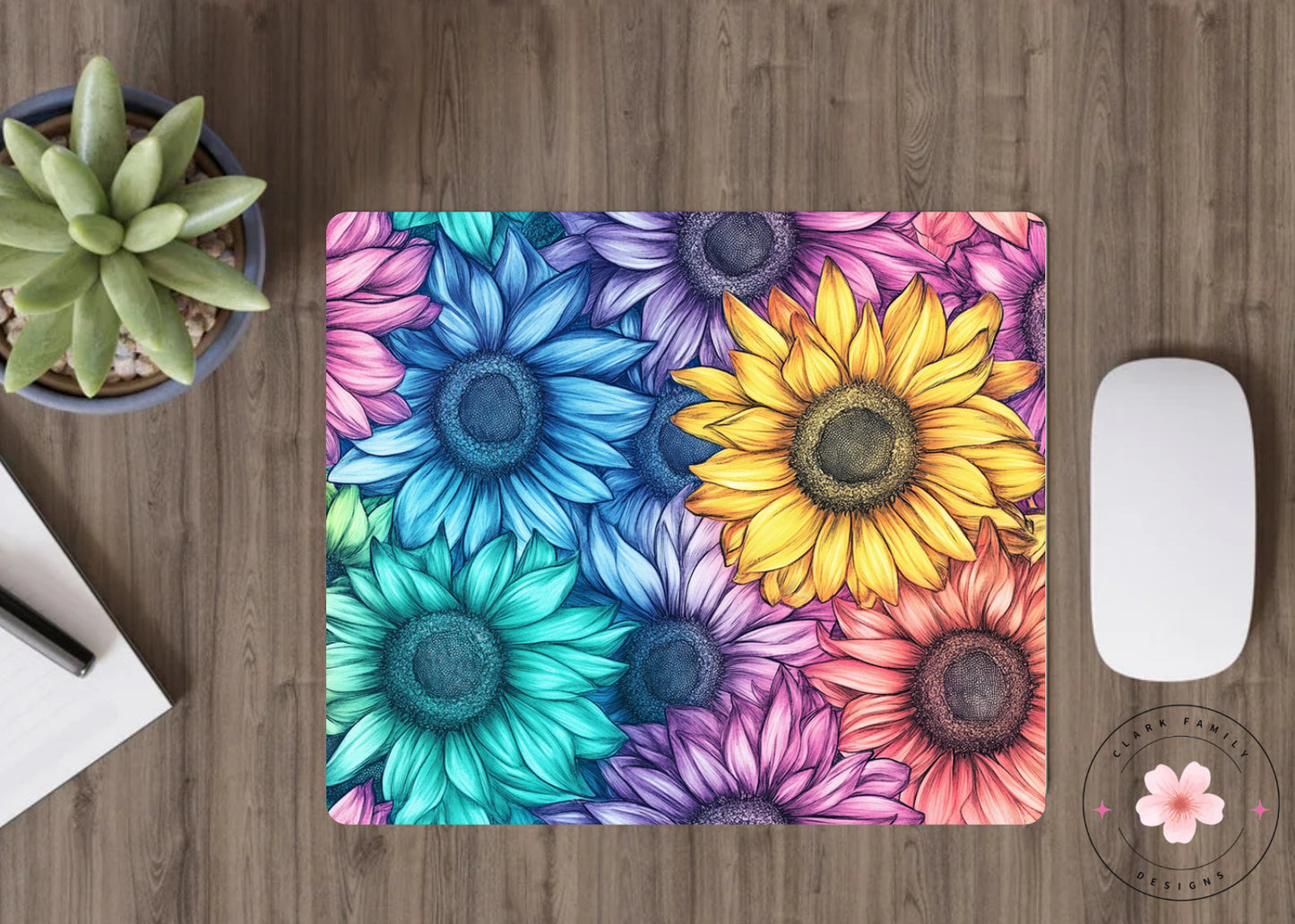 Multi color sunflowers - Mouse pad