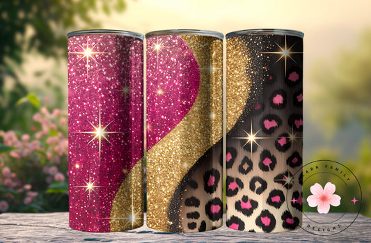 Pink glitter leopard -  Tumbler