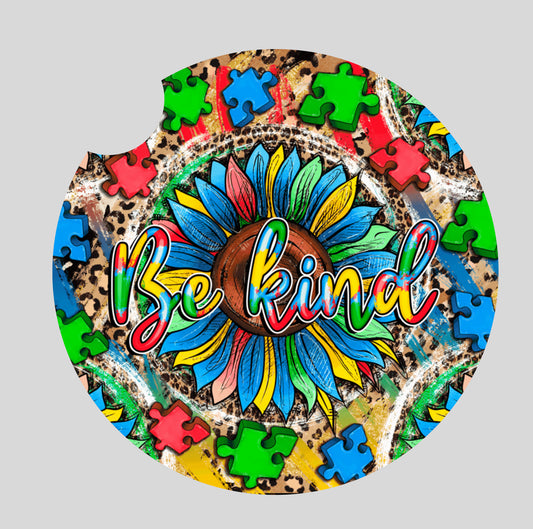 Autism Awareness be kind - Car coaster