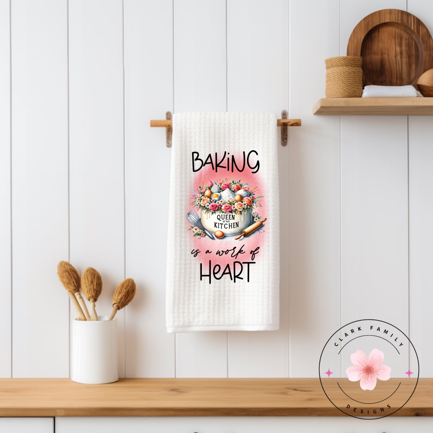Baking is a work of heart - towel