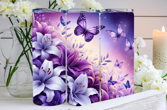 Blushing Blooms - Purple Lily Whisper Tumbler