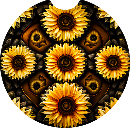 Leather sunflower - Car coaster