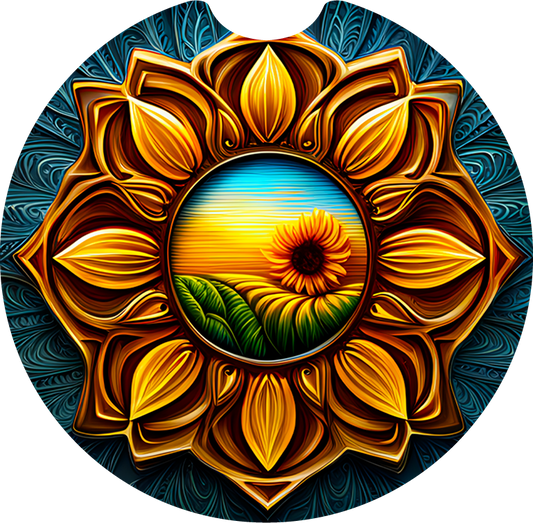 Leather sunflower - Car coaster