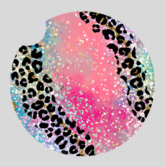 Pink agate leopard - Car coaster