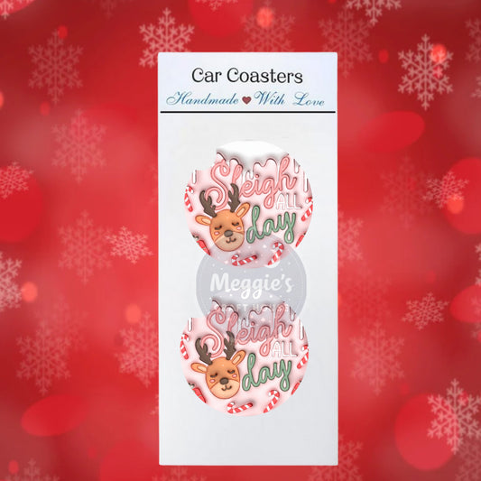 Sleigh All Day Car Coasters