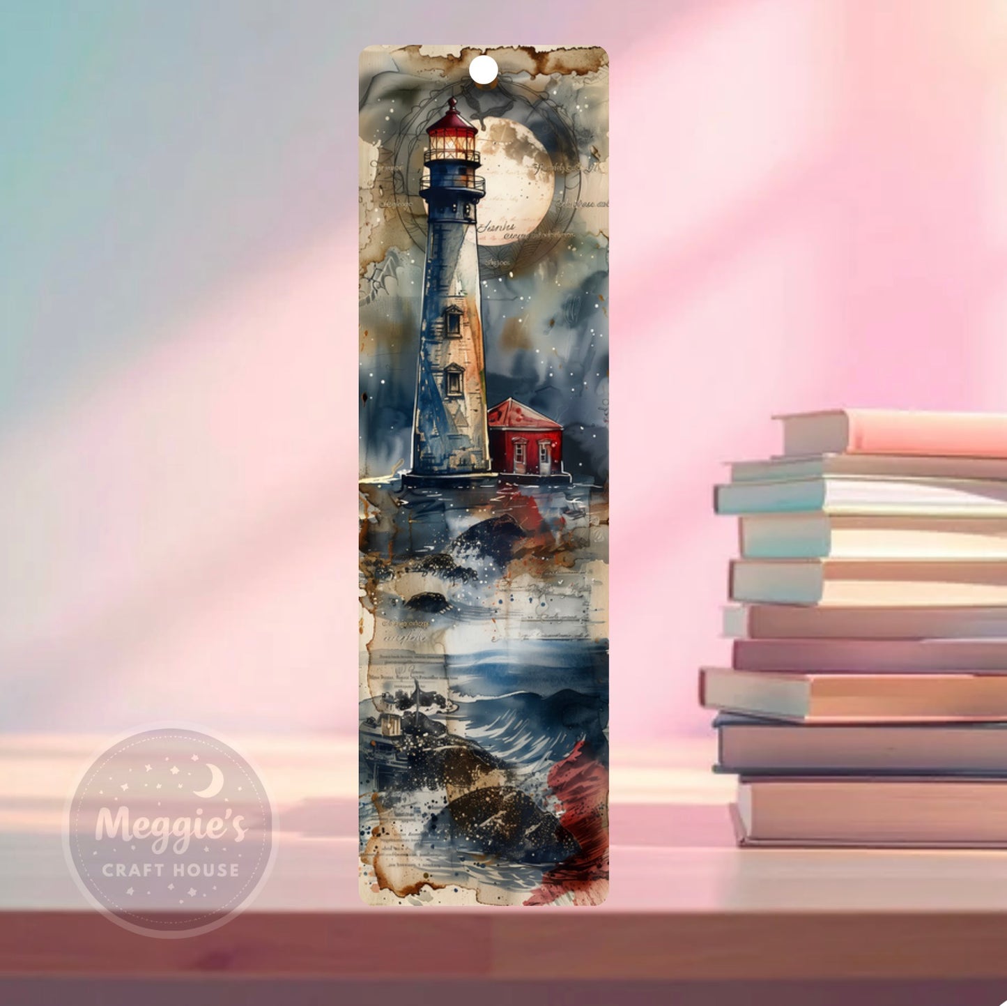 Moonlit Harbor Glow Bookmark
