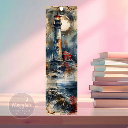 Moonlit Harbor Glow Bookmark
