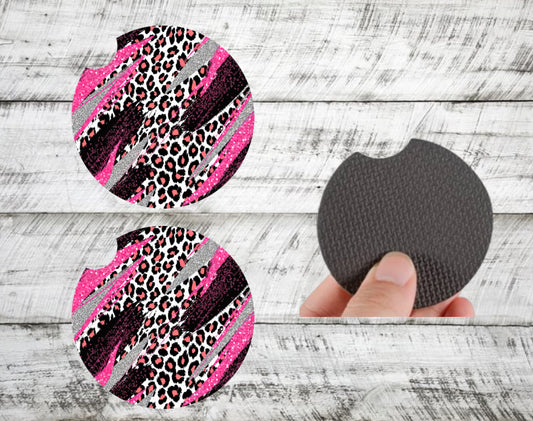 Spots & Sparkle Leopard Stripe Duo Car Coasters