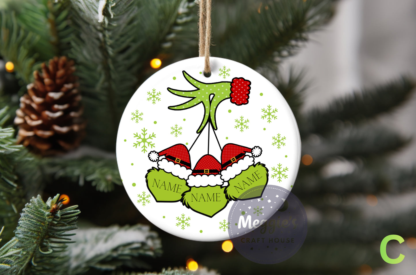 The Grinchy Bunch Collection – Choose Your Family Size Ornament