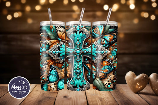 Turquoise Butterfly Cross