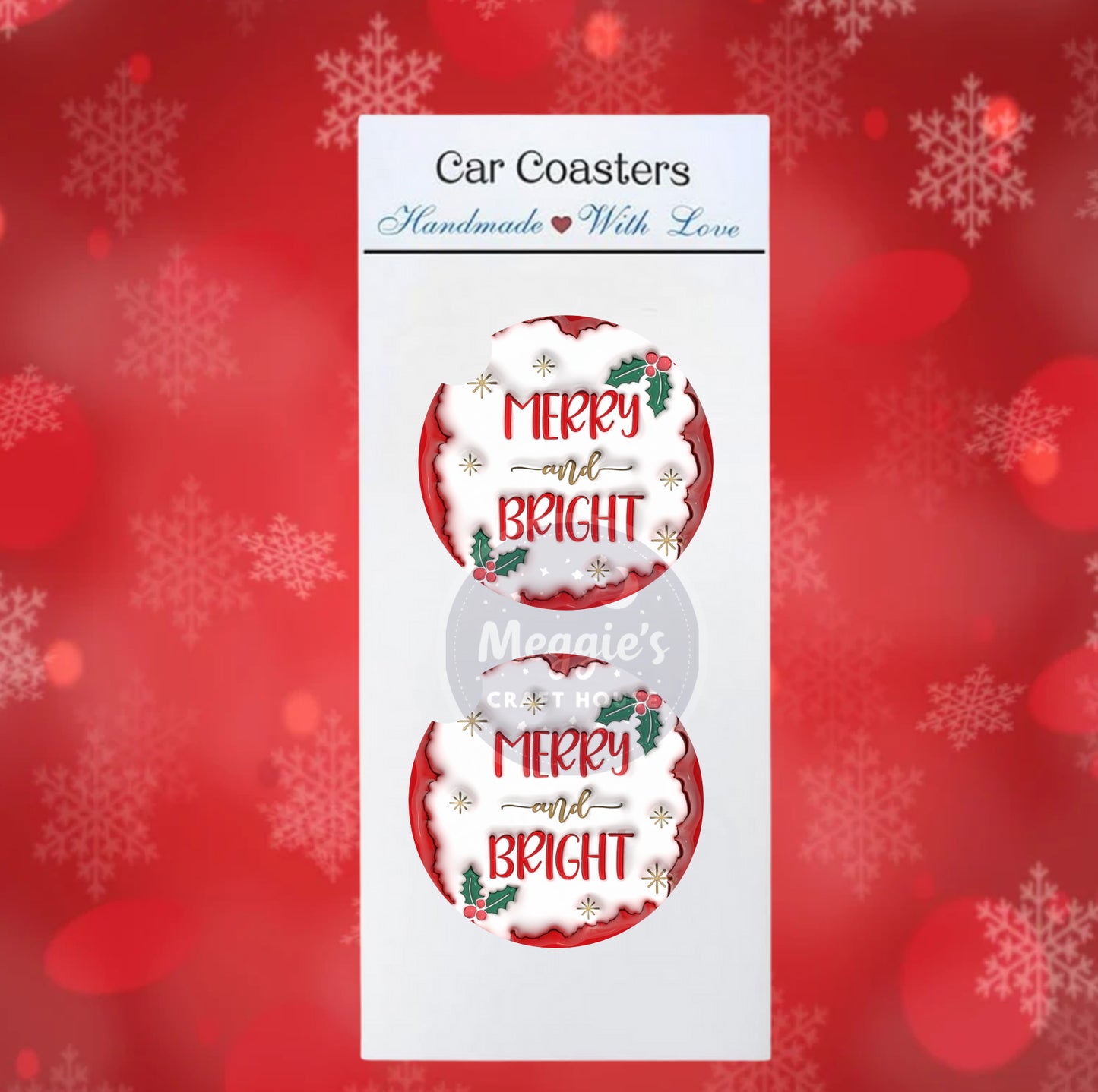Merry And Bright Car Coasters