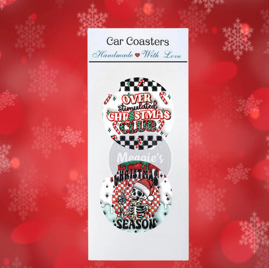 Over Stimulated Christmas Club Car Coasters