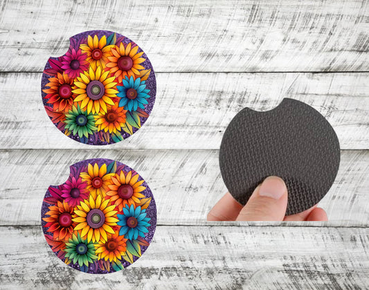 Color Me Petals Car Coasters