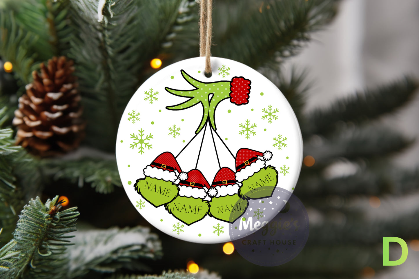 The Grinchy Bunch Collection – Choose Your Family Size Ornament