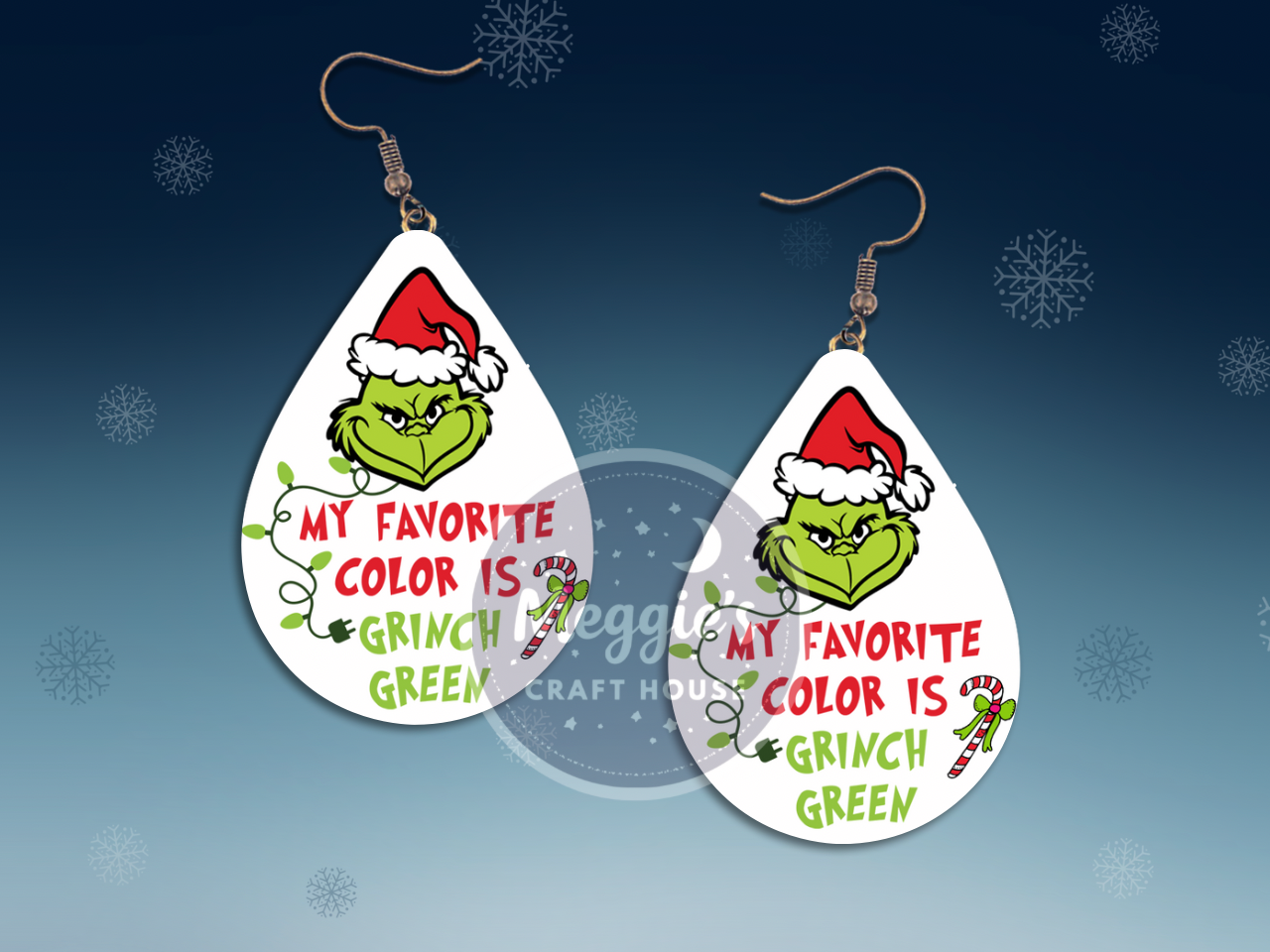 My Favorite Color Is Grinch Green Earrings