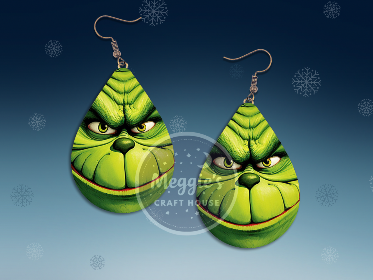 Resting Grinch Face Earrings
