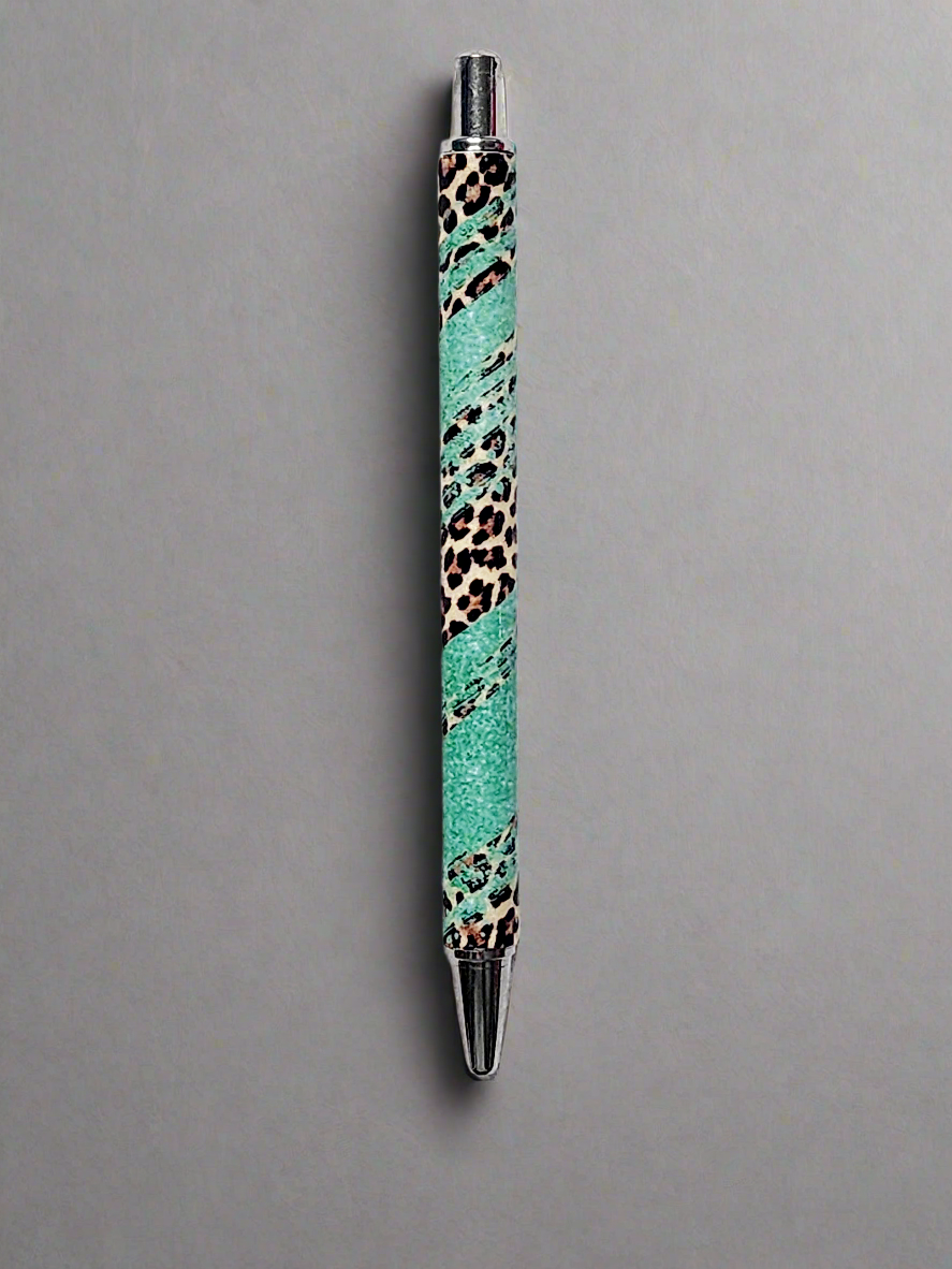 Turquoise leopard theme - UV wrap pen
