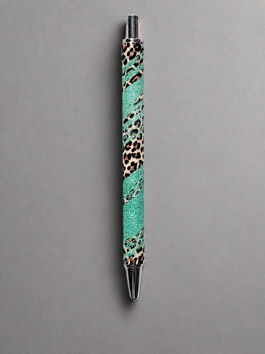 Turquoise leopard theme - UV wrap pen