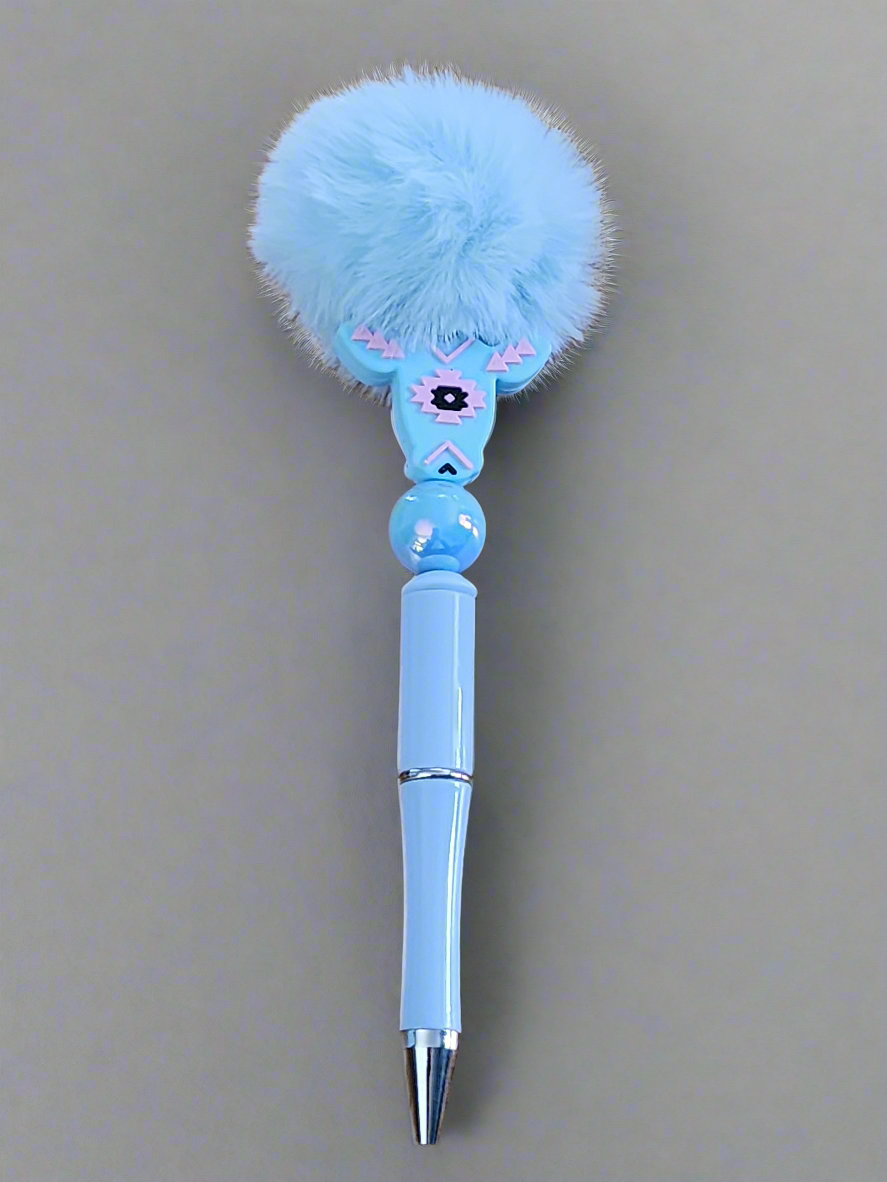 Pom Pom beaded pen - Blue theme