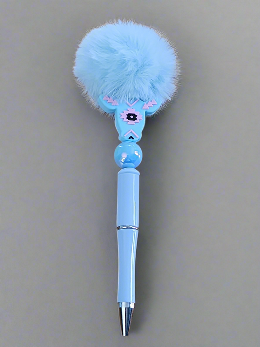 Pom Pom beaded pen - Blue theme