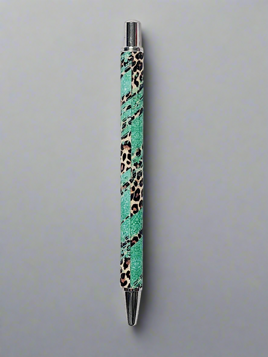 Turquoise leopard theme - UV wrap pen