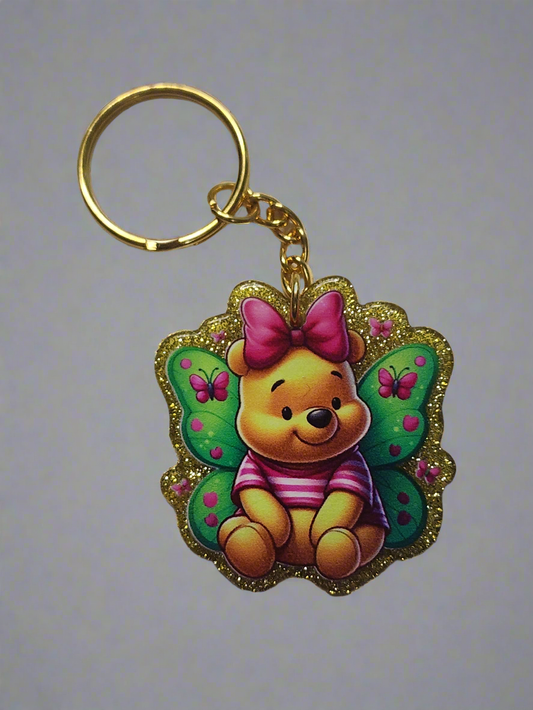 Pooh inspired flatback - Keychain