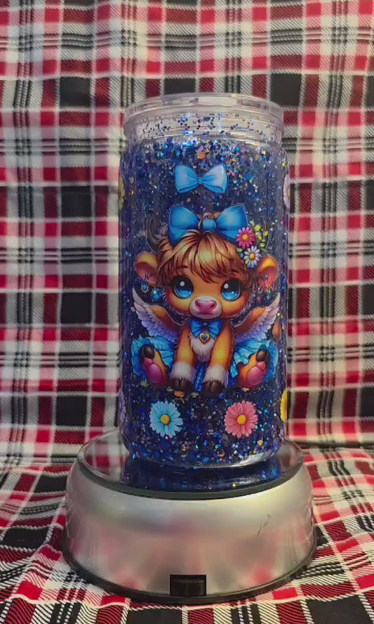 Blue Moo Bloom Snowglobe Tumbler